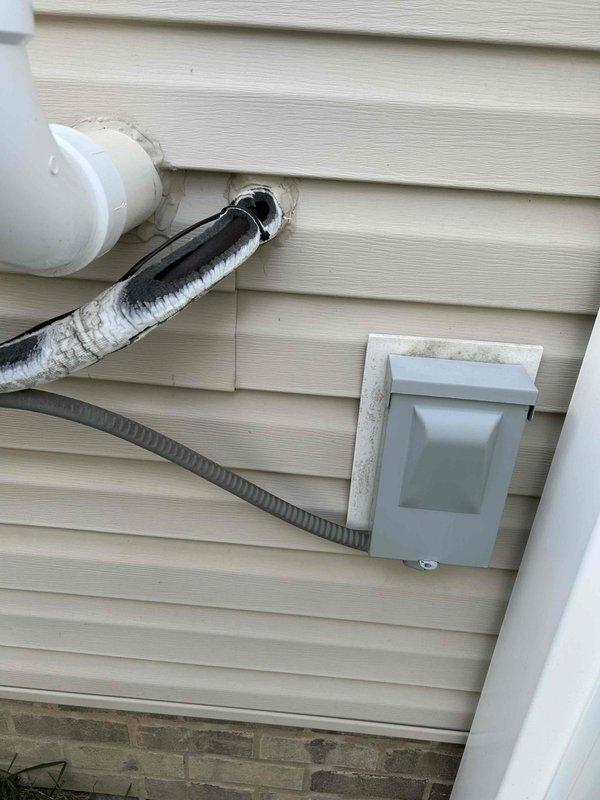 Completed annual tune-up and inspection on residential air handler unit. Performed standard maintenance procedures including filter check, electrical connections inspection, and verification of refrigerant line insulation integrity. All exterior components, including disconnect box and line set penetrations, were examined and found to be in proper working condition.