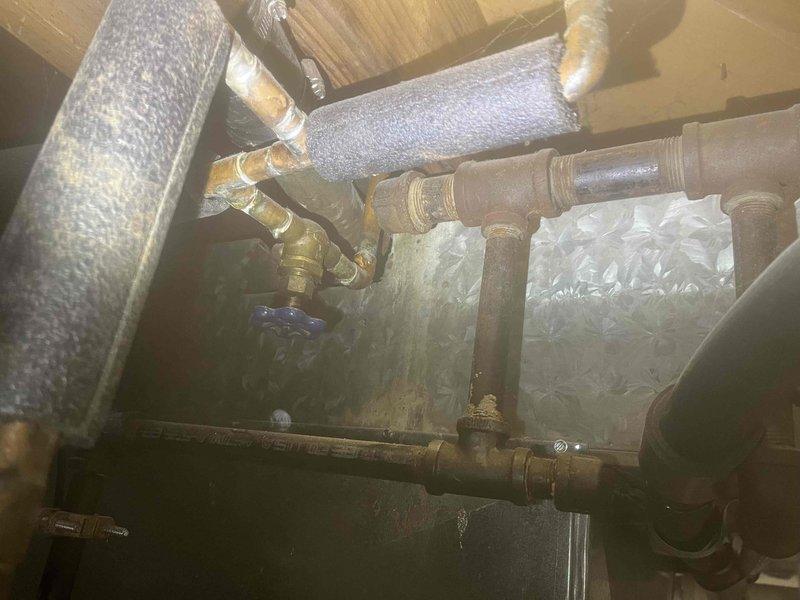 Installed new gas line to supply range/stove location. Routed black iron or CSST gas piping through floor joists and ductwork chase to reach appliance connection point. Completed installation with proper fittings, shut-off valve, and appliance connector in accordance with local gas code requirements.