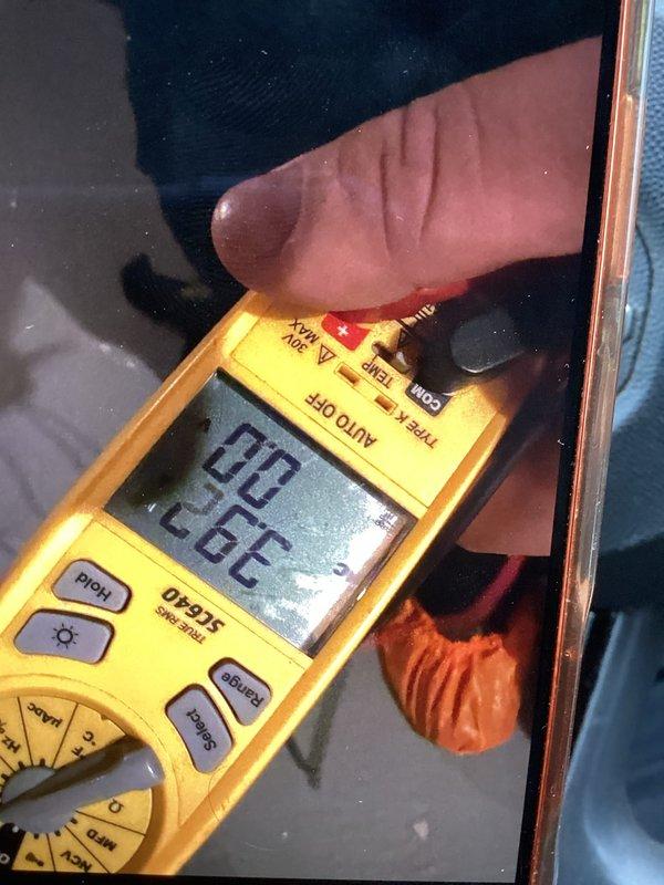 Completed prepaid cooling maintenance visit on air handler system. Performed diagnostic testing using digital multimeter, recording temperature readings of 82.86°F on refrigerant lines and electrical measurements of 5.23V/22Ω on system components. All measurements within normal operating parameters for cooling season operation.