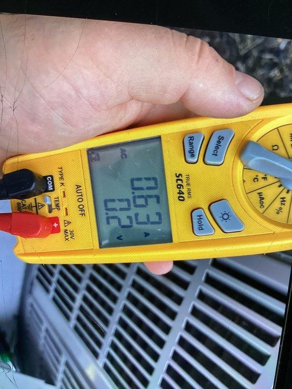 Completed prepaid cooling maintenance visit on air handler system. Performed diagnostic testing using digital multimeter, recording temperature readings of 82.86°F on refrigerant lines and electrical measurements of 5.23V/22Ω on system components. All measurements within normal operating parameters for cooling season operation.