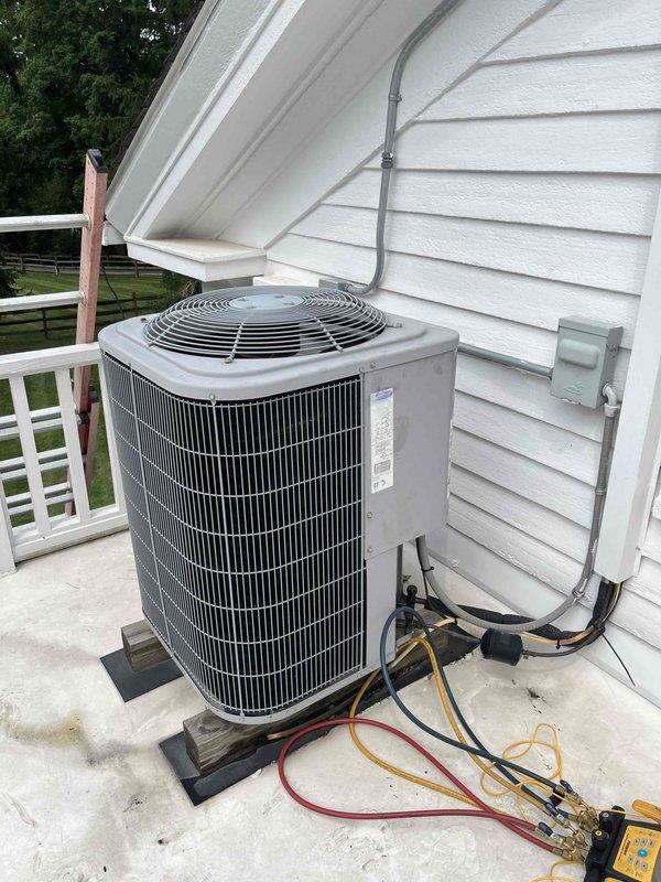 Completed cooling maintenance on three residential air conditioning systems. Performed electrical diagnostics using clamp meter to verify proper amperage and system performance on outdoor condenser units. Connected manifold gauges to service ports to check refrigerant pressures and ensure optimal system operation. All units inspected, tested, and confirmed to be operating within manufacturer specifications.