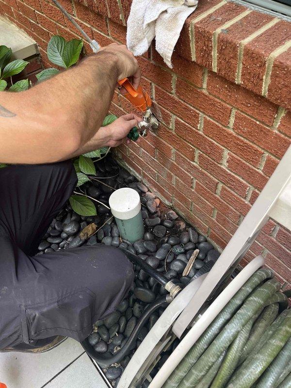 Responded to service call for three leaking outdoor hose bibs at residential property. Upon inspection, identified worn valve stems and deteriorated washers causing active leaks at each spigot location. Performed repairs by disassembling valve assemblies, replacing internal washers and packing, and reassembling fixtures. Tested all three outdoor spigots under full water pressure to verify complete leak elimination and proper operation. All hose bibs now functioning correctly with no drips or seepage.