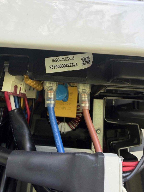 Responded to Error PC-02 on Mr. Cool DIY 30,000 BTU mini split system. Customer encountered issues during self-installation and required professional assistance to diagnose and resolve the error code. Verified proper voltage at 240V AC using digital multimeter at the outdoor unit. Inspected internal wiring connections and terminal block, confirming all wire terminations were secure and properly seated in their respective connectors. Cleared the PC-02 error code and restored system to normal operation.