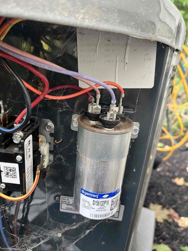 Completed preventative maintenance club visit on residential cooling system. Performed comprehensive electrical diagnostics using Fieldpiece SC440 meter, verified capacitor performance reading 3786 microfarads on Genteq dual run capacitor model D15R1422P16. Inspected all electrical connections, tested voltage and amperage on compressor and condenser fan circuits, and confirmed proper operation of all system components. Unit operating within manufacturer specifications.