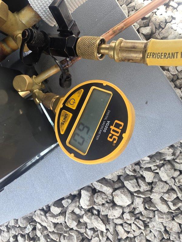 Completed full HVAC system installation including indoor and outdoor units. System was charged with refrigerant to manufacturer specifications using manifold gauges, with pressures verified and documented. All connections were tested and confirmed leak-free, with system operational and ready for service.