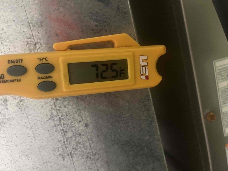 Responded to no cooling complaint with visible ice formation on outdoor unit. Upon arrival, confirmed evaporator coils were frozen over. Instructed system shutdown to allow complete thaw. Identified restricted airflow as primary cause due to dirty air filter and contaminated evaporator coil. Replaced air filter and performed thorough coil cleaning. Verified system operation with digital thermometer reading 72.5°F at supply register. System resumed normal cooling operation after service. Customer reported continued satisfactory performance following initial repair. Scheduled preventative maintenance visit to ensure optimal system performance and prevent future freeze-ups.