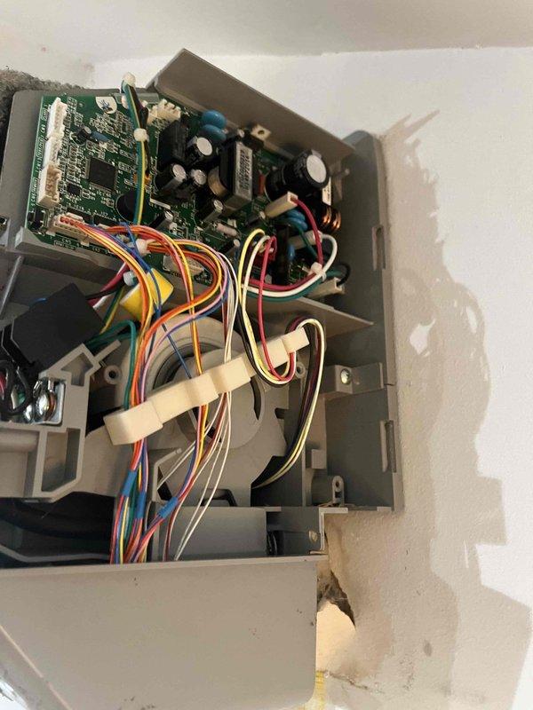 Completed comprehensive deep cleaning service on mini split system. Disassembled indoor unit to access evaporator coil and internal components, removed accumulated dust and debris from coil fins and fan assembly, cleaned control board enclosure and inspected electrical connections, then reassembled unit and verified proper operation.