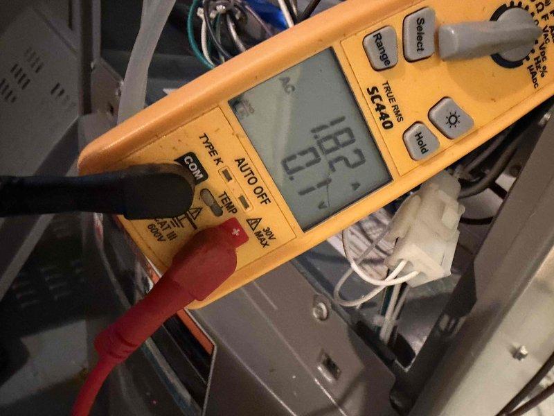 Completed furnace maintenance club visit and performed system diagnostics. Utilized digital multimeter to verify electrical readings and system performance, confirming proper voltage and amperage levels. Inspected blower assembly and documented significant dust and debris accumulation on blower wheel blades and housing. The buildup pattern indicated reduced airflow efficiency and the need for thorough cleaning during future service to maintain optimal system performance and indoor air quality.