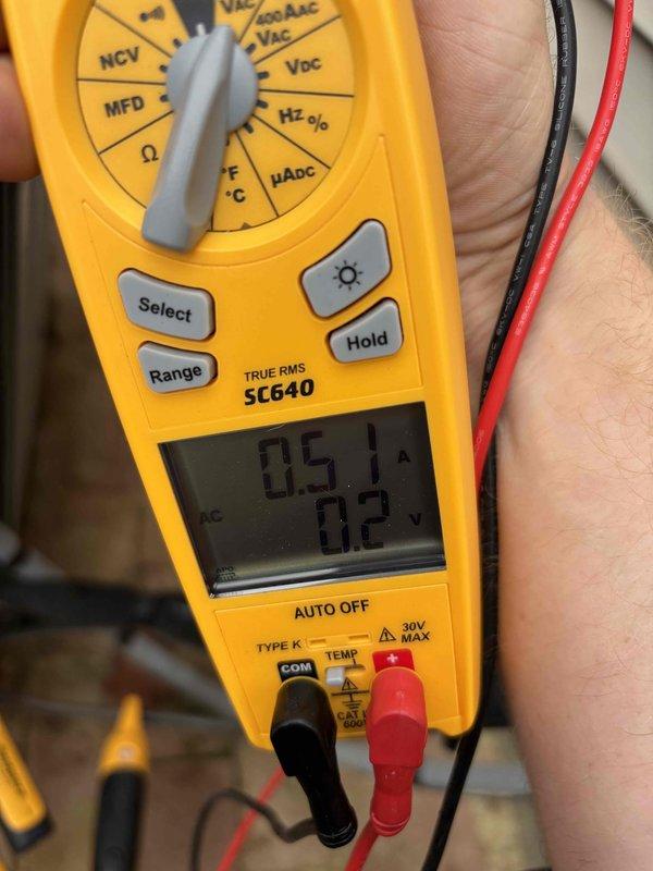 Completed cooling maintenance on air handler unit per club membership agreement. Performed electrical diagnostics using digital multimeter, recording voltage and amperage readings to verify proper system operation. All measurements within manufacturer specifications. Unit operating normally. Member renewed for continued maintenance coverage.