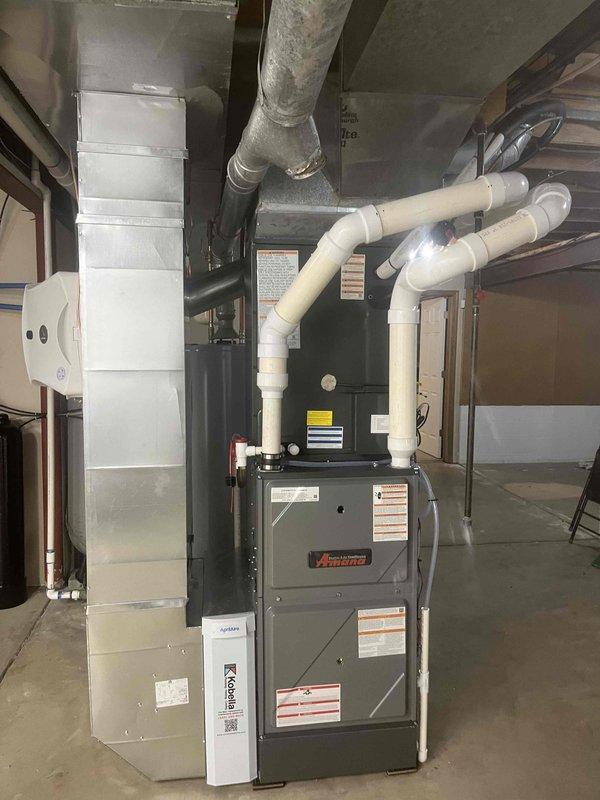 Completed full HVAC system installation including furnace, water heater, and associated venting components. Returned for final appointment to install room sensor for thermostat, performed system pressure testing using digital gauges confirming proper refrigerant charge at 23 PSI, and verified all equipment operational parameters meet manufacturer specifications.
