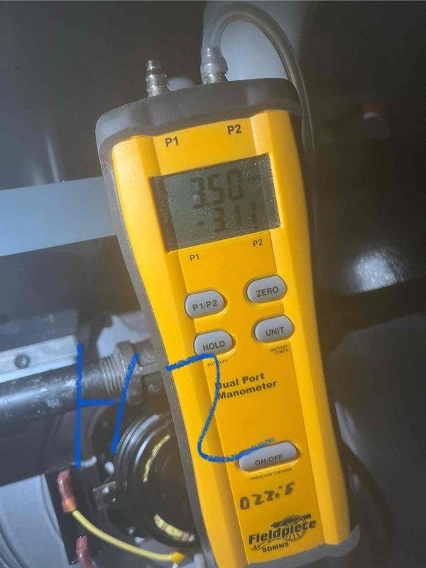 Completed system startup and commissioning on newly installed HVAC air handler unit. Performed diagnostic testing using digital manometer to verify proper static pressures and airflow across the system. Identified humidifier drain line issue where 3/4" vinyl tubing was installed but requires 1/2" tubing for proper connection; material was unavailable on service vehicle at time of installation. System startup for heating mode is pending completion of electrical circuit replacement by electrician. All accessible components tested and verified operational, with return visit scheduled to complete heating startup procedures and install correct humidifier drain tubing once electrical work is finalized.