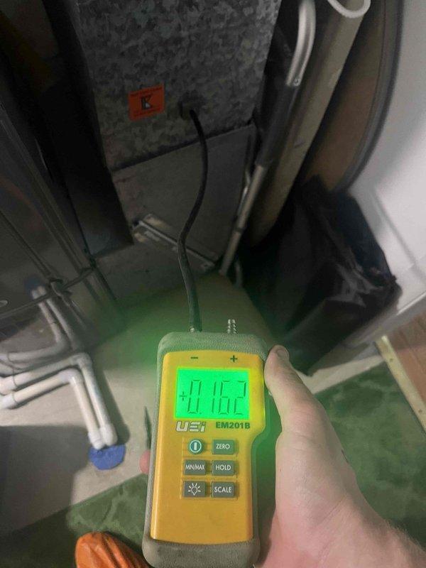 Returned to property to perform dye and search service on refrigerant system following appropriate wait period from initial dye injection. Utilized digital manifold gauge set to measure system pressures and temperatures, confirming refrigerant charge levels and verifying superheat and subcooling readings. Conducted thorough visual inspection of refrigerant lines, coils, and connections using UV detection equipment to identify any refrigerant leaks that would fluoresce under UV light. System operational parameters were within normal range during testing, and all findings were documented with photographic evidence for service records.