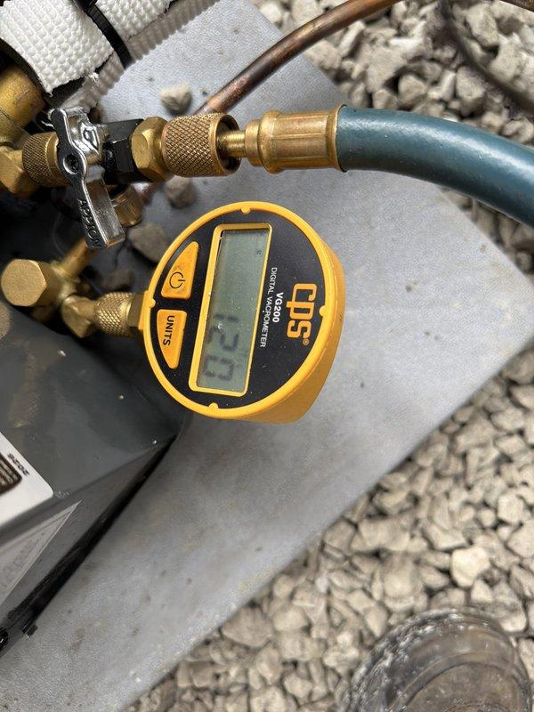 Completed full HVAC system installation including outdoor condensing unit and indoor air handler. Verified proper refrigerant charge using digital manifold gauges and ensured system was level and securely mounted per manufacturer specifications. System tested and operating within normal parameters upon completion.