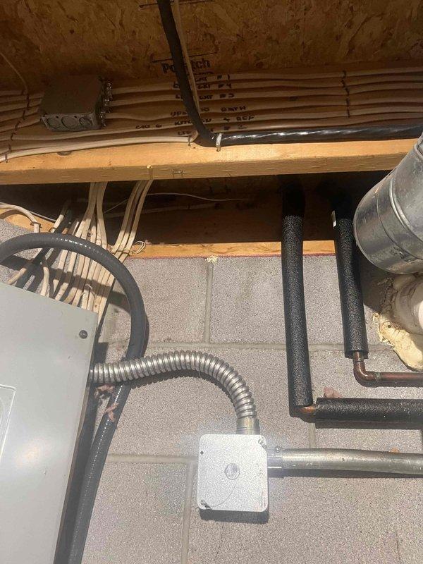 Conducted on-site assessment for furnace replacement estimate to convert existing electric heating system to propane-fired whole house heating. Evaluated current 10-year-old electric furnace installation, documented existing thermostat wiring configuration, and inspected basement utility area infrastructure including ductwork routing, electrical connections, and available space for new propane furnace installation.