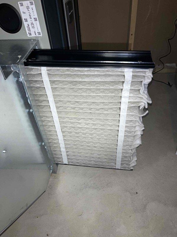 Responded to warranty call for compressor noise on shutdown. Inspected system and measured delta T at furnace, recorded head pressure readings, and documented outdoor and indoor unit model and serial numbers. Checked air filter condition and captured photos of equipment data plate and temperature measurements for technical review. Information forwarded to appropriate technical personnel for warranty evaluation and further diagnosis.