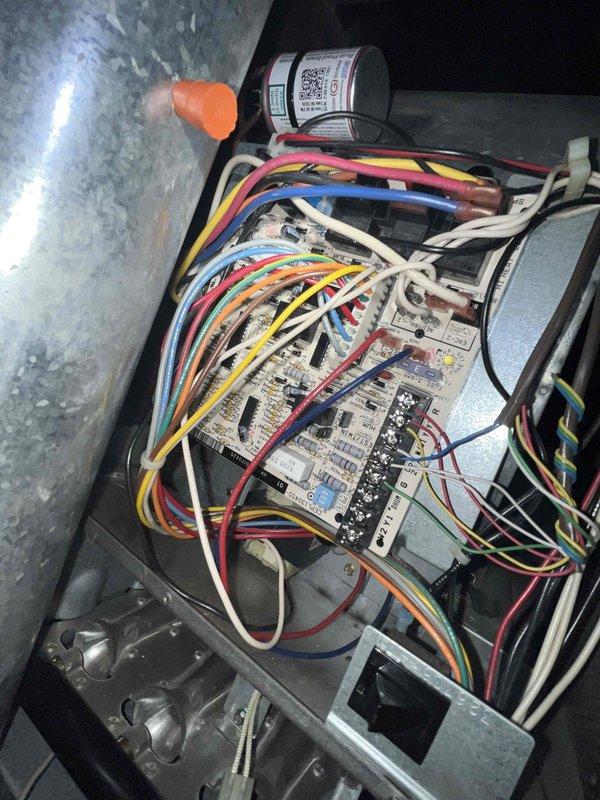 Completed heating maintenance and system inspection as part of routine club membership visit. Performed thorough examination of HVAC control board, electrical connections, and safety components including pressure switches and ignition system. Verified all wire terminations, capacitor operation, and control board functionality. System tested and operating within manufacturer specifications.