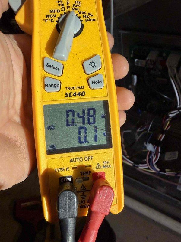 Completed final prepaid maintenance visit on air handler system. Performed comprehensive electrical diagnostics using clamp meter, recording amperage draw of 4.8 amps with voltage readings at 201 volts. Utilized dual port manometer to measure static pressures across the system, documenting readings of 0.126 and 0.324 inches water column to verify proper airflow and system performance within manufacturer specifications.