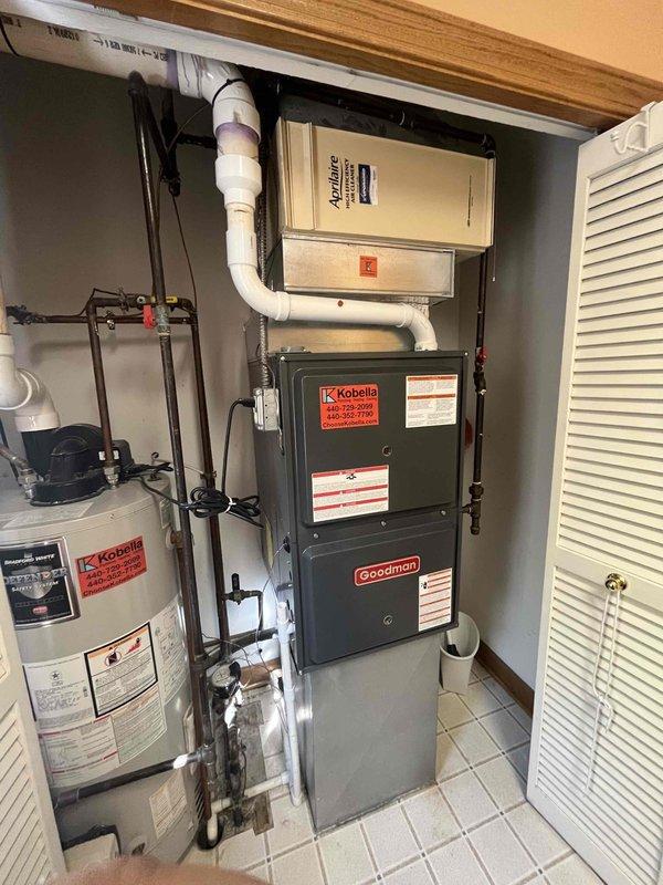 Performed a seasonal tune-up and safety inspection on one Goodman gas furnace and one air conditioning system at the customer's request. Inspected the furnace, flame sensor, and venting, and reviewed the club maintenance membership options with the customer.