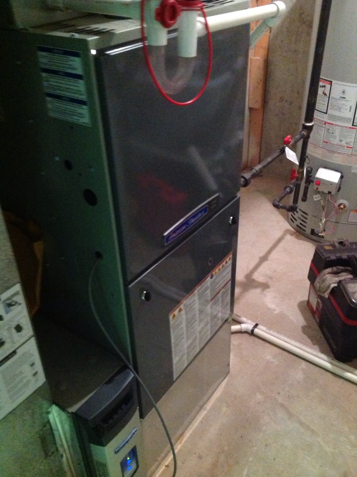 Serviced American Standard furnace,Electronic Air cleaner,and Bradford White water heater,changed out UV bulb