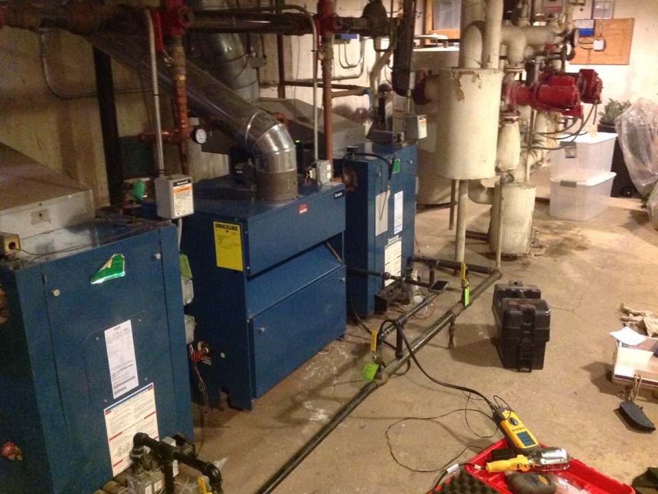 Serviced 3- dunkirk boilers,and 5- B&G pumps 