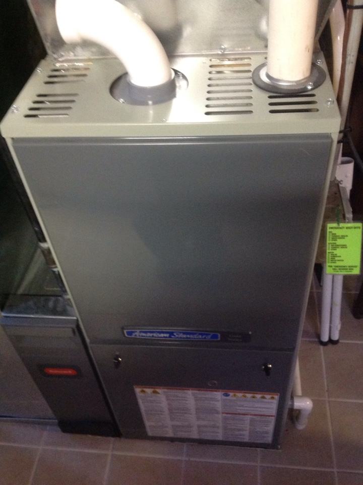 Annual heating maintenance on residential American standard furnace in Northbrook