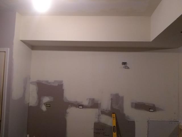 Schaumburg, IL - Soffit is raised, new kitchen cabinets will be installed on this wall. Schaumburg, IL - Soffit is raised, new kitchen cabinets will be installed on this wall.