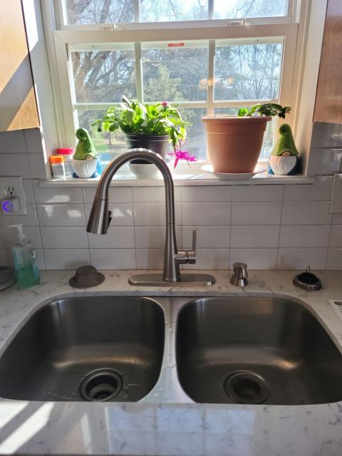 Responded to a call for a kitchen faucet replacement and toilet repair. Toilet was running constantly. We installed the new customer supplied kitchen faucet and made minor adjustments to the toilet to resolve the issue. 