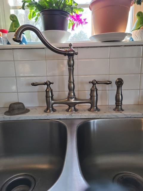 Responded to a call for a kitchen faucet replacement and toilet repair. Toilet was running constantly. We installed the new customer supplied kitchen faucet and made minor adjustments to the toilet to resolve the issue. 
