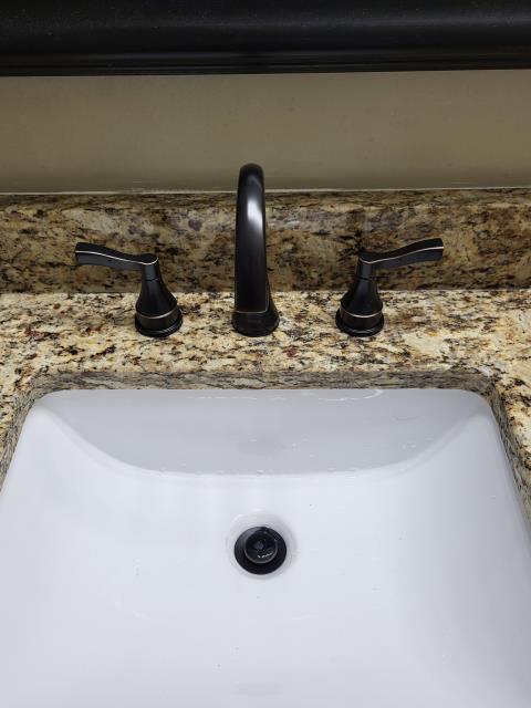 Customer had contacted us with a leak under the bathroom faucet. They recently had a leak and tried to install a new faucet but was unable to stop the leak. Once on site, we found the master lavatory faucet was leaking from multiple areas. We installed the new customer supplied bathroom faucet with new supply lines to resolve all leaks. 