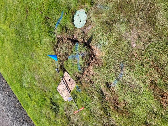 Customer had a water spot in his yard by the meter and called a leak detection coming to come out and locate the leak. They located the leak near the water meter where the water was showing. He requested we come to the property to repair the leak. Once we were on site, we removed the sod then hand dug the area to expose the pipe. Once pipe was exposed and location of leak was determined, we made repair on the pipe installing PEX piping to resolve leak. Covered area back up and replaced sod as much as possible. Customer had a water spot in his yard by the meter and called a leak detection coming to come out and locate the leak. They located the leak near the water meter where the water was showing. He requested we come to the property to repair the leak. Once we were on site, we removed the sod then hand dug the area to expose the pipe. Once pipe was exposed and location of leak was determined, we made repair on the pipe installing PEX piping to resolve leak. Covered area back up and replaced sod as much as possible.