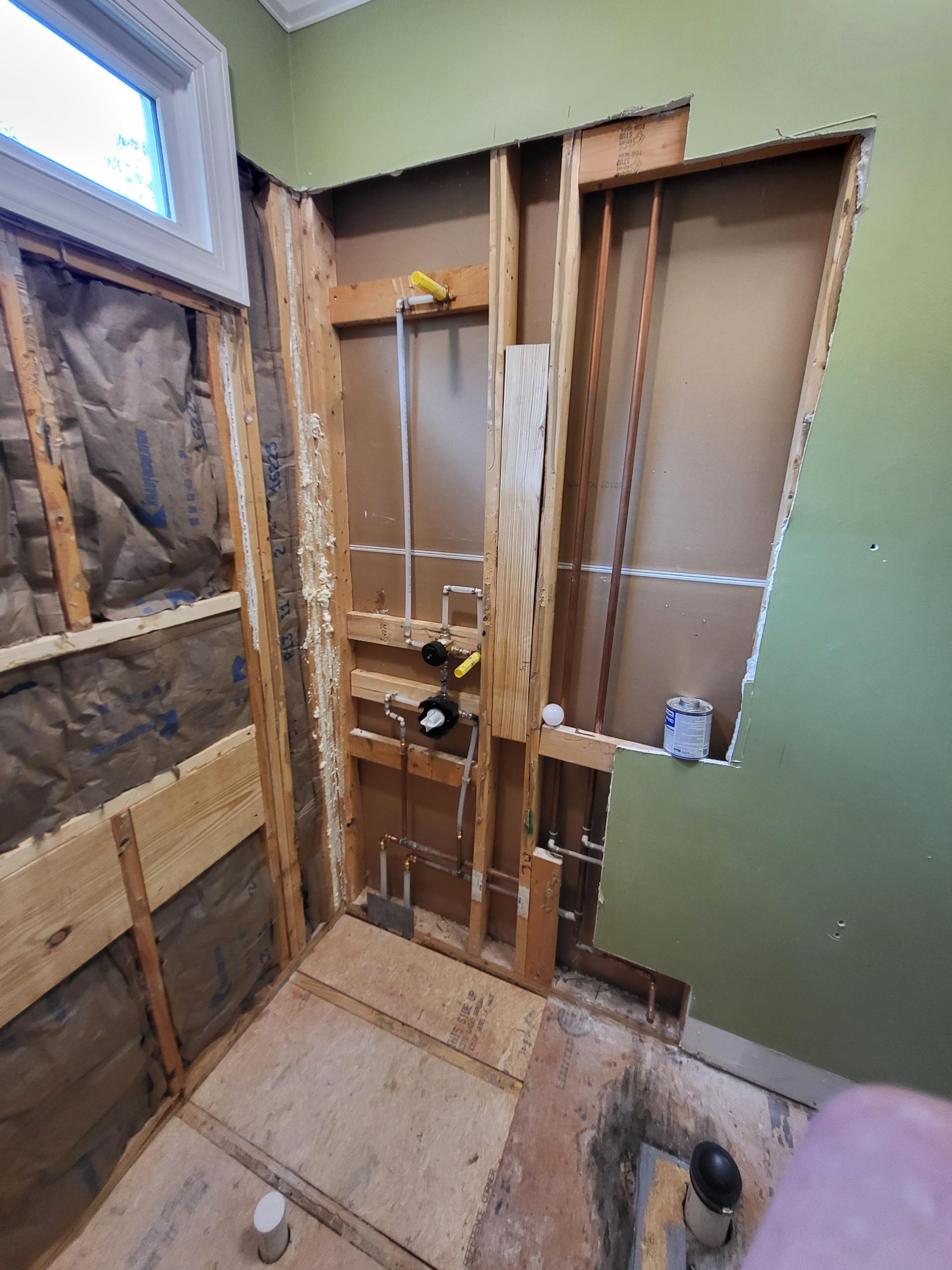 Cumming, GA - We installed a new shower valve with diverter, moved the toilet location to the right and installed a new drain for the shower. Cumming, GA - We installed a new shower valve with diverter, moved the toilet location to the right and installed a new drain for the shower.