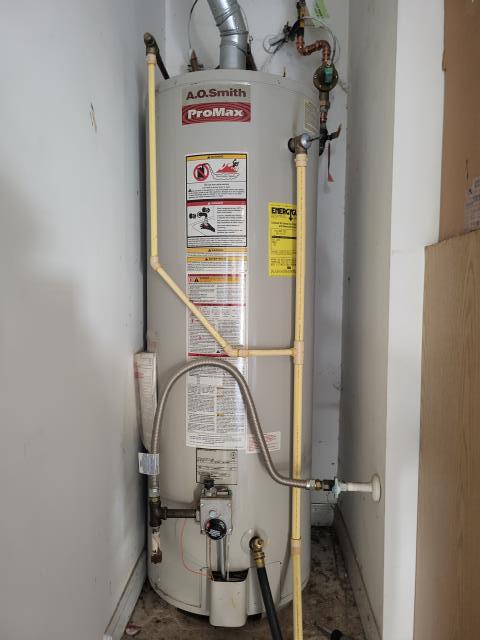 We recently serviced customer's home for a pressure issue when customer mentioned that the water was no longer getting hot as it used to. After evaluating the water heater, we found it is no longer working properly due to age. We provided customer with a quote to replace their current water heater. We returned today to perform this work. We removed the current water heater and installed a new 50 gallon gas water heater in the garage to resolve the hot water issue. We recently serviced customer's home for a pressure issue when customer mentioned that the water was no longer getting hot as it used to. After evaluating the water heater, we found it is no longer working properly due to age. We provided customer with a quote to replace their current water heater. We returned today to perform this work. We removed the current water heater and installed a new 50 gallon gas water heater in the garage to resolve the hot water issue.