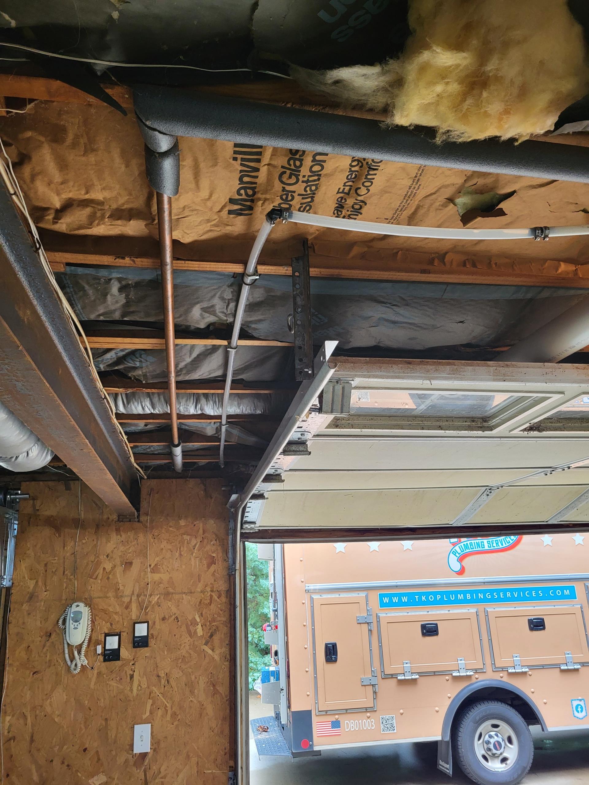 Marietta, GA - There are multiple green spots and a leak on the 1/2" copper in the garage. we cut out the section of pipe and replaced it with pex pipe. Marietta, GA - There are multiple green spots and a leak on the 1/2" copper in the garage. we cut out the section of pipe and replaced it with pex pipe.