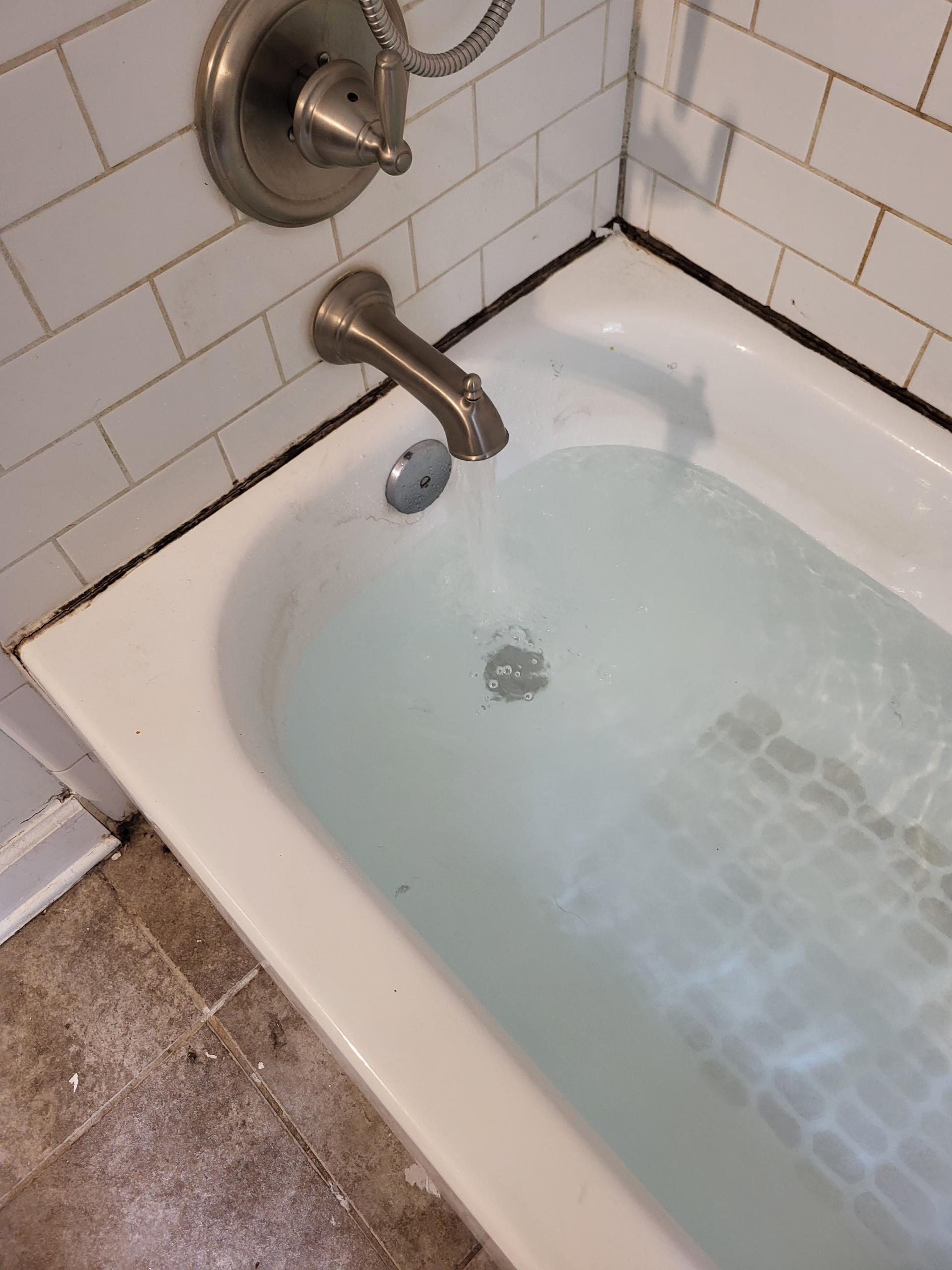 Atlanta, GA - The upstairs bathtub leaks when used into the living room. We found that the tub shoe is leaking. We removed and installed the tub shoe and then tested for leak free operation. Atlanta, GA - The upstairs bathtub leaks when used into the living room. We found that the tub shoe is leaking. We removed and installed the tub shoe and then tested for leak free operation.