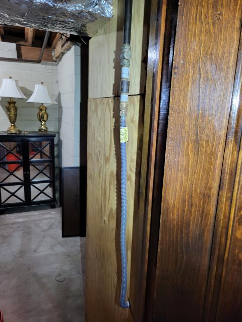 Responded to customers home for a water leak in the ceiling as well as capping a discontinued gas line. After evaluation, we determined water leak in the ceiling is coming from the condensation line in from the ac unit located in the attic. We also disconnected the discontinued the gas stove in basement and capped the gas line for stove. 
