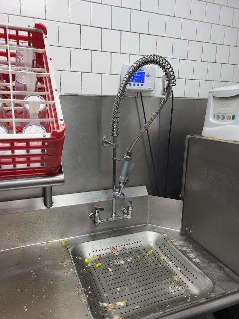  Responded to Mellow Mushroom in Hiram, GA for a commercial kitchen faucet leaking and coming apart from the wall in the dish area. Customer had already purchased a new commercial faucet. After evaluation, we removed the existing kitchen faucet and installed customer new commercial kitchen faucet. We also replaced the water supply lines going to the faucet. 