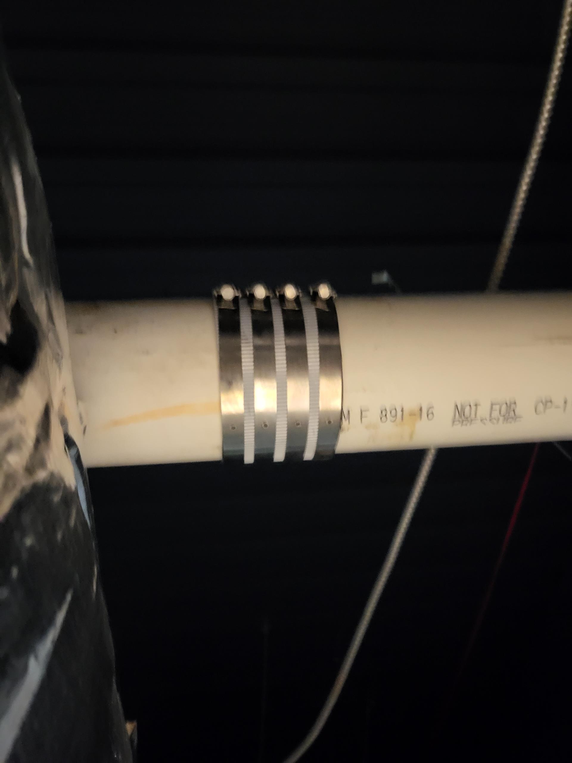 We responded to our customer due to a leak found in the ceiling hallway. Upon inspection, we discovered a broken section of 4" PVC drain pipe that was allowing water to escape into the ceiling cavity. We cut out the damaged section of the pipe and installed a new section of the  4" PVC, securing it with couplings. Once the repair was complete, we ran water through  the line to test leaks.
