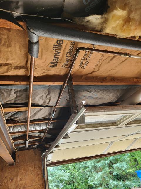 We responded to our customer when they noticed green corrosion spots and a small leak on a 1/2" copper water line in the garage. Once onsite, we inspected multiple weak areas on the pipe caused by corrosion. We cut out the damaged section of the copper and replaced it with new PEX piping. Once the repair was complete, we turned the water back on and tested for leak free operation. We responded to our customer when they noticed green corrosion spots and a small leak on a 1/2" copper water line in the garage. Once onsite, we inspected multiple weak areas on the pipe caused by corrosion. We cut out the damaged section of the copper and replaced it with new PEX piping. Once the repair was complete, we turned the water back on and tested for leak free operation.