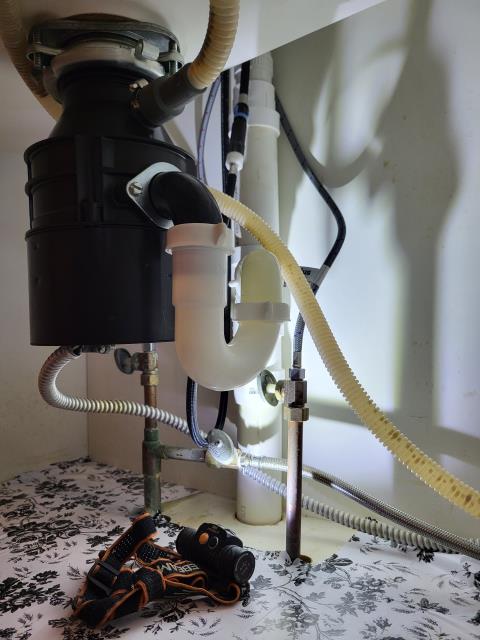  We responded to our customer due to their kitchen countertop being replaced. Once onsite, to prepare for the new countertop installation, we disconnected all the plumbing connections, including the kitchen sink, faucet, drain assembly and garbage disposal. We shut off the water and capped. Once the countertop is set in place, we will return to connect the sink, faucet, disposal, reassemble the drain and P-trap and restore the water supply line.