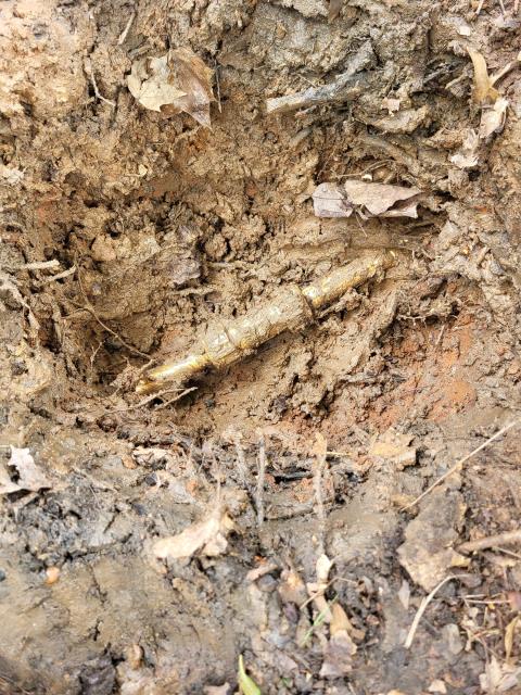 We responded to our customer after they noticed water running through the yard from the direction of the meter. Upon arrival, we confirmed the water meter was spinning even with all the fixtures inside turned off, dug along the service line to locate the source and found a section of pipe that had cracked and was leaking underground. We cut out the damaged portion of the pipe and repaired it. Once the glue had dried, we turned the water back on and checked the repair for leaks.

