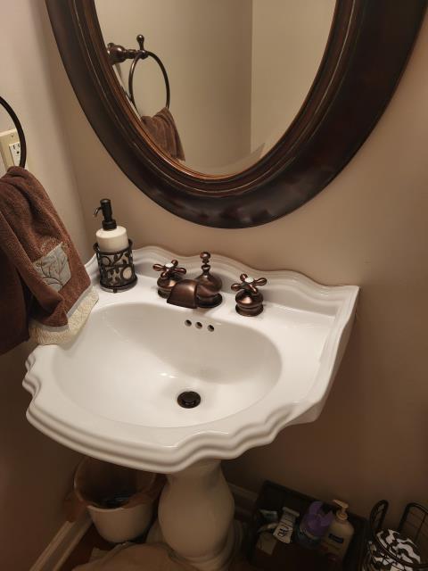 We responded to our customer to replace both shut off valves for the pedestal sink located in the powder room. Once on site, we inspected the existing valves and determined the were worn and no longer sealed properly. We removed the old worn shut off valves and installed new ones to ensure reliable water control. Once the installation was complete, we turned the water back on and thoroughly tested the valves and supply lines for leak free operation.  
