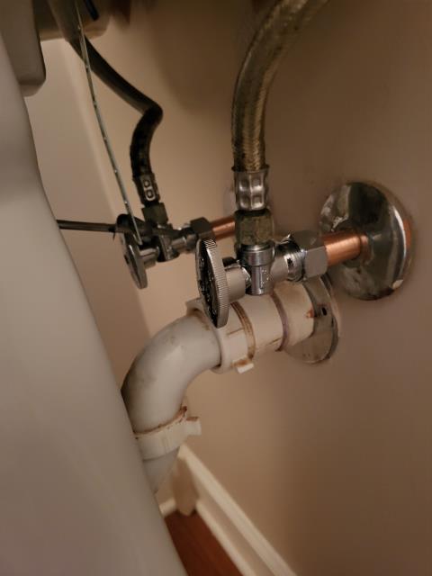 We responded to our customer to replace both shut off valves for the pedestal sink located in the powder room. Once on site, we inspected the existing valves and determined the were worn and no longer sealed properly. We removed the old worn shut off valves and installed new ones to ensure reliable water control. Once the installation was complete, we turned the water back on and thoroughly tested the valves and supply lines for leak free operation.  
