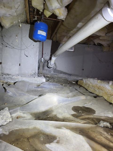 We responded to our customer after they noticed they had standing water in their crawl space.  Upon arrival, we inspected all visible plumbing lines, drain pipes, and fixtures to check for possible leaks. After thoroughly testing the water lines, we found no active plumbing leaks anywhere in the system. Further inspection revealed that water was seeping through the wood framing underneath the front porch, likely from groundwater or rain water intrusion rather than a plumbing issue. We advised our customer that this is a drainage related problem, not a leak from the plumbing system. To prevent future water build up, we recommended improving grading or adding proper drainage around the porch area. No plumbing repairs were needed at this time. 
