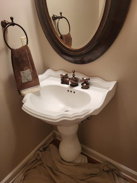 We responded to our customer to install a customer supplied 8" lavatory faucet with a pop up drain assembly. The existing faucet was outdated and beginning to show signs of  wear, so our customer chose to upgrade to a newer model. Once on site, we removed the old faucet and drain assembly, cleaned the sink surface and installed the new faucet and pop up assembly according to manufacturer specifications. All water supply lines and connections were tightened and properly sealed. Once the installation was complete, we restored water pressure and tested the faucet and drain for leak free operation.   