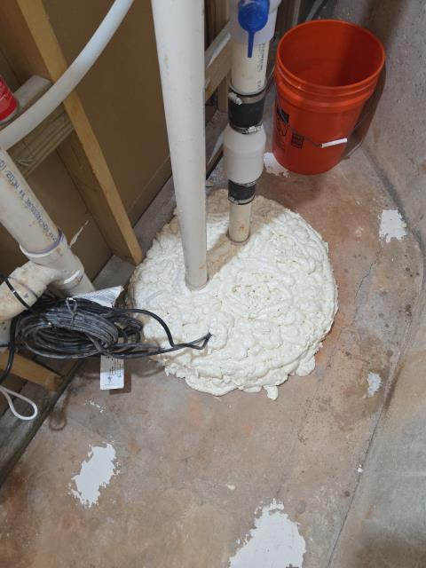 We responded to our customer due to them noticing a sewer gas odor in the basement. During inspection, we found that the smell was the strongest near the  basement bathroom, specifically around the sewage ejector pump basin. As part of the troubleshooting process, we sealed the ejector pump lid with foam to test whether the lid is the source of the odor. This step will help narrow down the cause through process of elimination. If the odor dissipates over the next few days, the pump lid and gasket will need to be replaced to create a permanent airtight seal. We will follow up with our customer after monitoring to confirm whether the issue has been resolved.  



