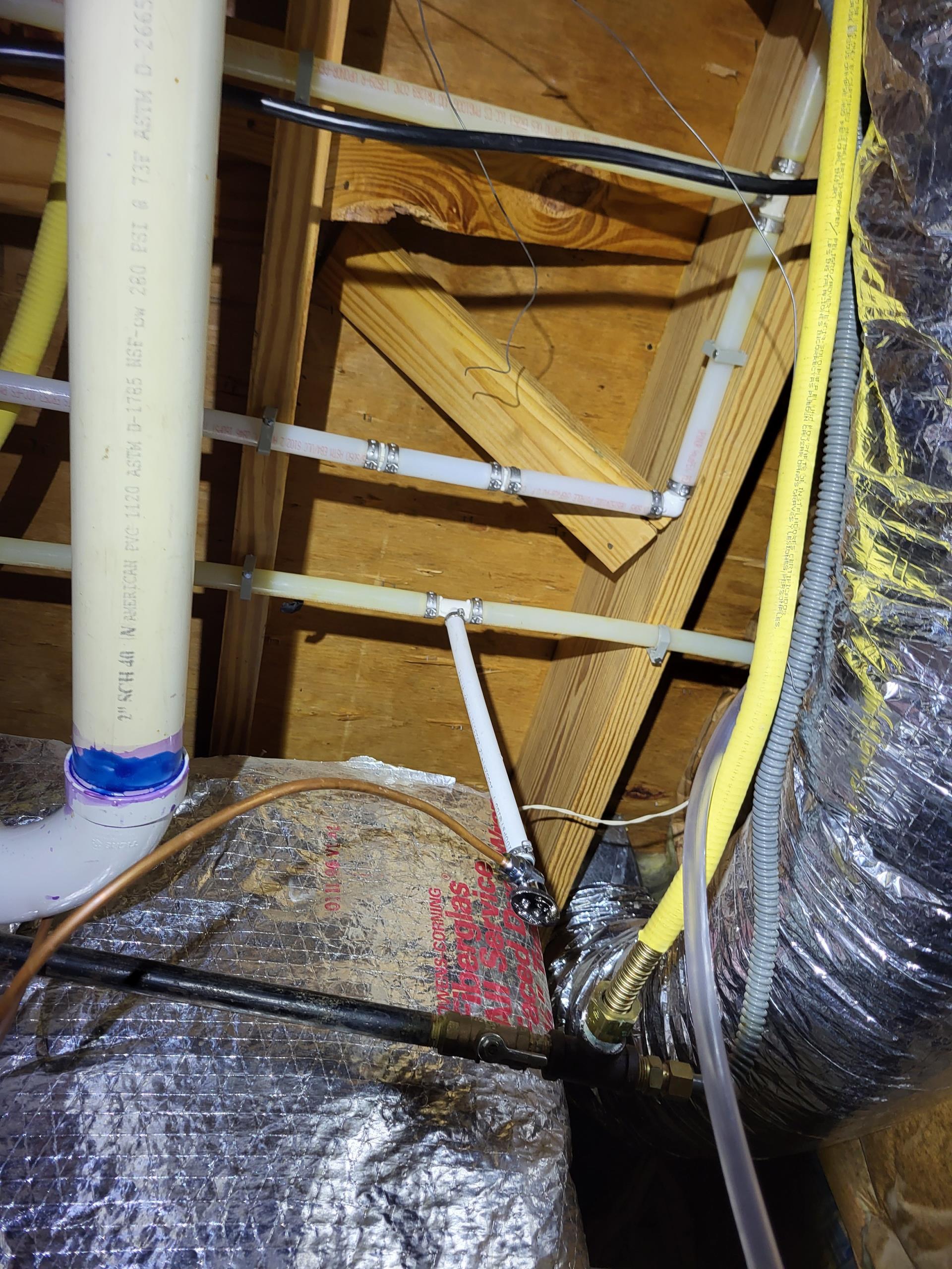 We responded to our customer's home to update the water supply feeding their whole home humidifier. After inspecting the existing setup, we determined the humidifier water line was connected to the cold water side. We rerouted and reconnected the line to the hot water supply, ensuring proper flow and improved performance for the unit. All fittings, valves, and connections were securely tightened and checked for proper alignment. Once the installation was complete, we pressurized the system and ran water through the new line to confirm leak free operation. 