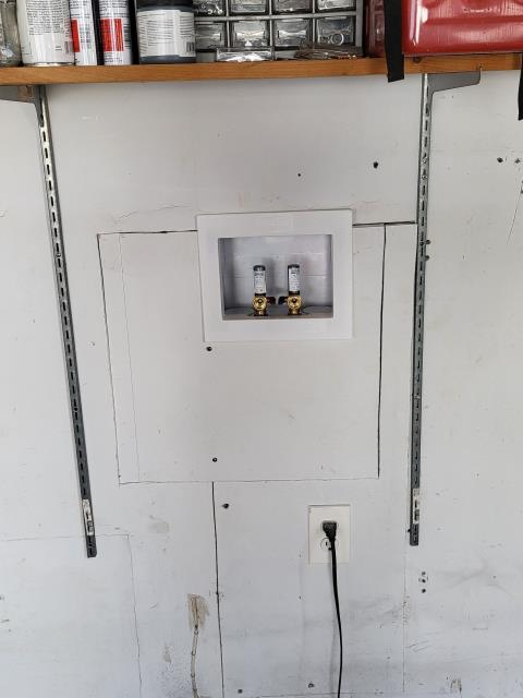 We responded to our customers home due to installing a new washing machine outlet box in the garage as part of a laundry room relocation requested by our customer. Our customer chose to to move the laundry area to the garage to free up interior space and create a more functional layout inside the home. Once on site, we ran new hot and cold water supply lines and connected the drain line through the crawlspace. All plumbing connections were properly supported and secured to meet code and ensure long term reliability. After completing the installation, we turned the water back on and tested the system under normal operating pressure. We inspected all supply and drain connections for leaks.