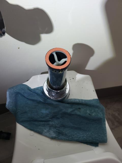 We responded to our customer due to the toilet not flushing properly and running continuously, wasting water. Upon arrival, we rebuilt the Sloan flush valve by installing a new diaphragm and  vacuum breaker to restore proper operation. We removed the old components and replaced them with high quality parts designed for long lasting performance. Once the installation was complete, we tested the system for leak free operation and ensured the flush cycle was functioning efficiently. The vacuum breaker also protects the water supply from backflow. The restroom is now fully operational, with reliable flushing and improved water efficiency.