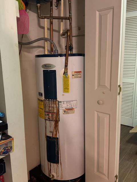 We responded to our customer to install a new 40 gallon electric water heater in the interior closet to restore reliable hot water to the home. Upon arrival, we removed the existing unit and prepared the area for the new installation. The new electric water heater was properly in place, leveled, and connected to the homes water supply and electrical system according to code. All water connections were secured, and a temperature and pressure relief valve was installed for safety. Once installation was complete, we filled the tank and allowed it to heat properly. We then tested the system for leak free operation and verified proper performance. 