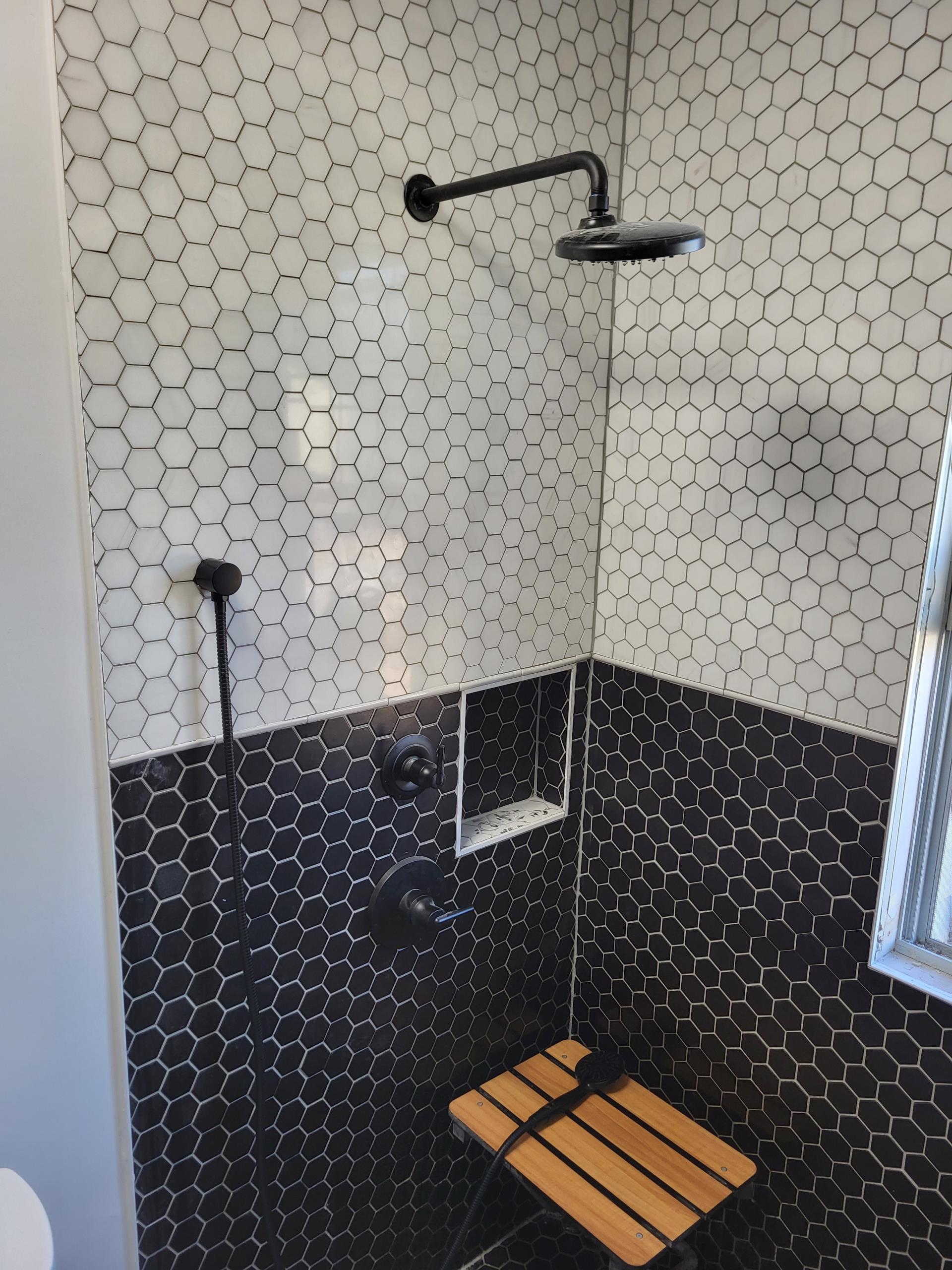 We responded to our customer to complete multiple fixture installations in the bathroom. Upon arrival, we installed two new lavatory faucets and made all water supply connections. We set a new Kohler toilet, secured it to the floor, and connected with a new seal and supply line. We also installed the shower trim, including the diverter valve and hand sprayer, to provide proper water control control and functionality. After all installations were completed, we restored water to the fixtures. We thoroughly tested each faucet, the toilet, and the shower system for proper operation. All fixtures are functioning correctly and operating leak free.  